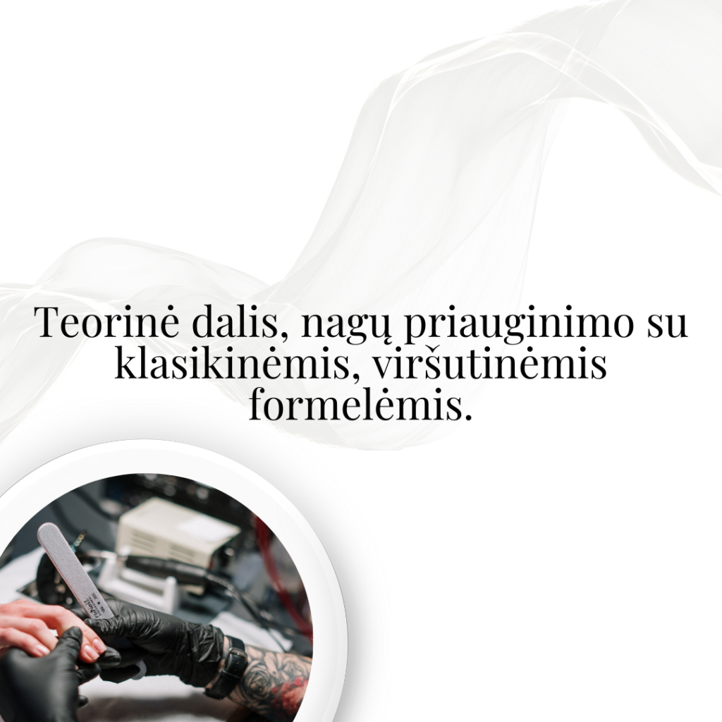 Teorinė dalis, nagų priauginimo su klasikinėmis, viršutinėmis formelėmis