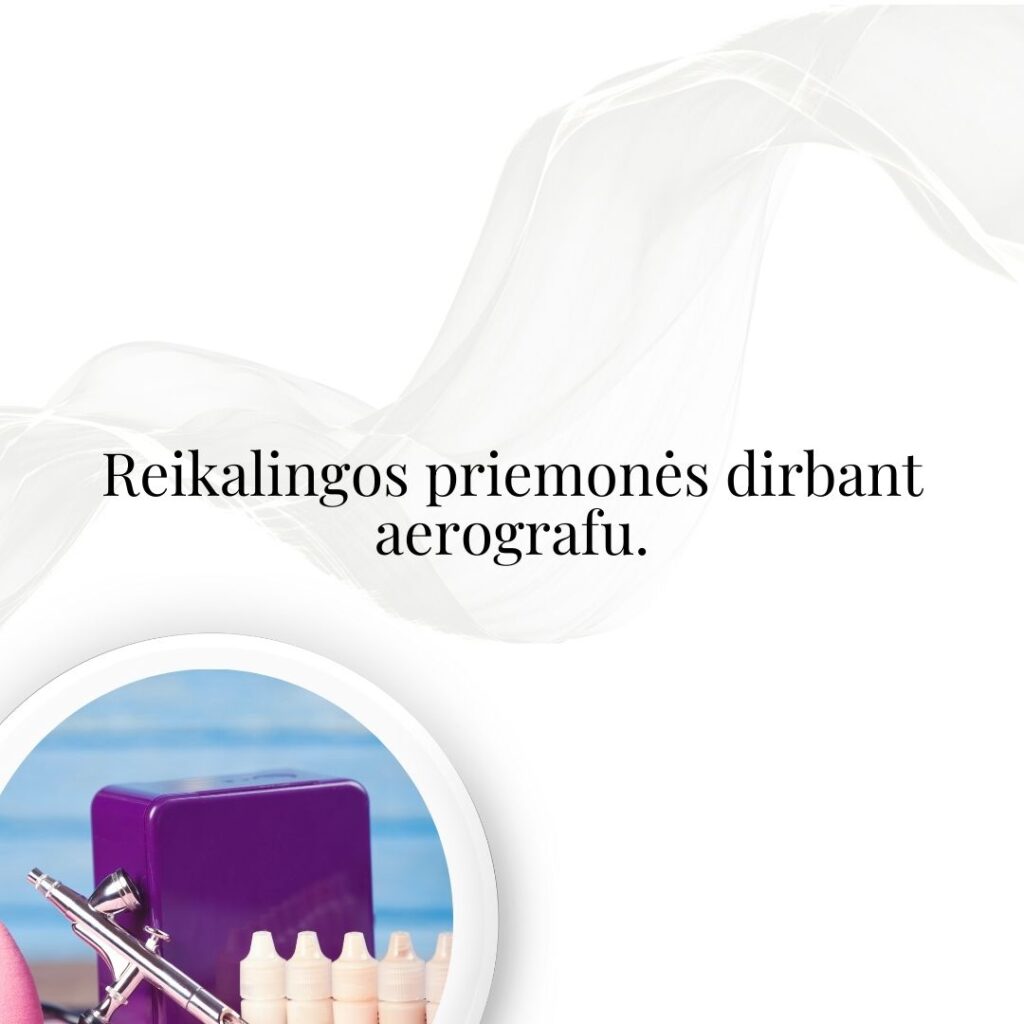 Reikalingos priemonės dirbant aerografu