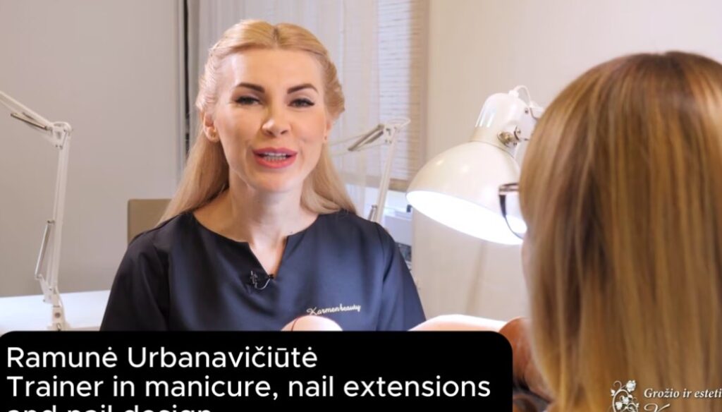 Manicure and gel polish application on a model